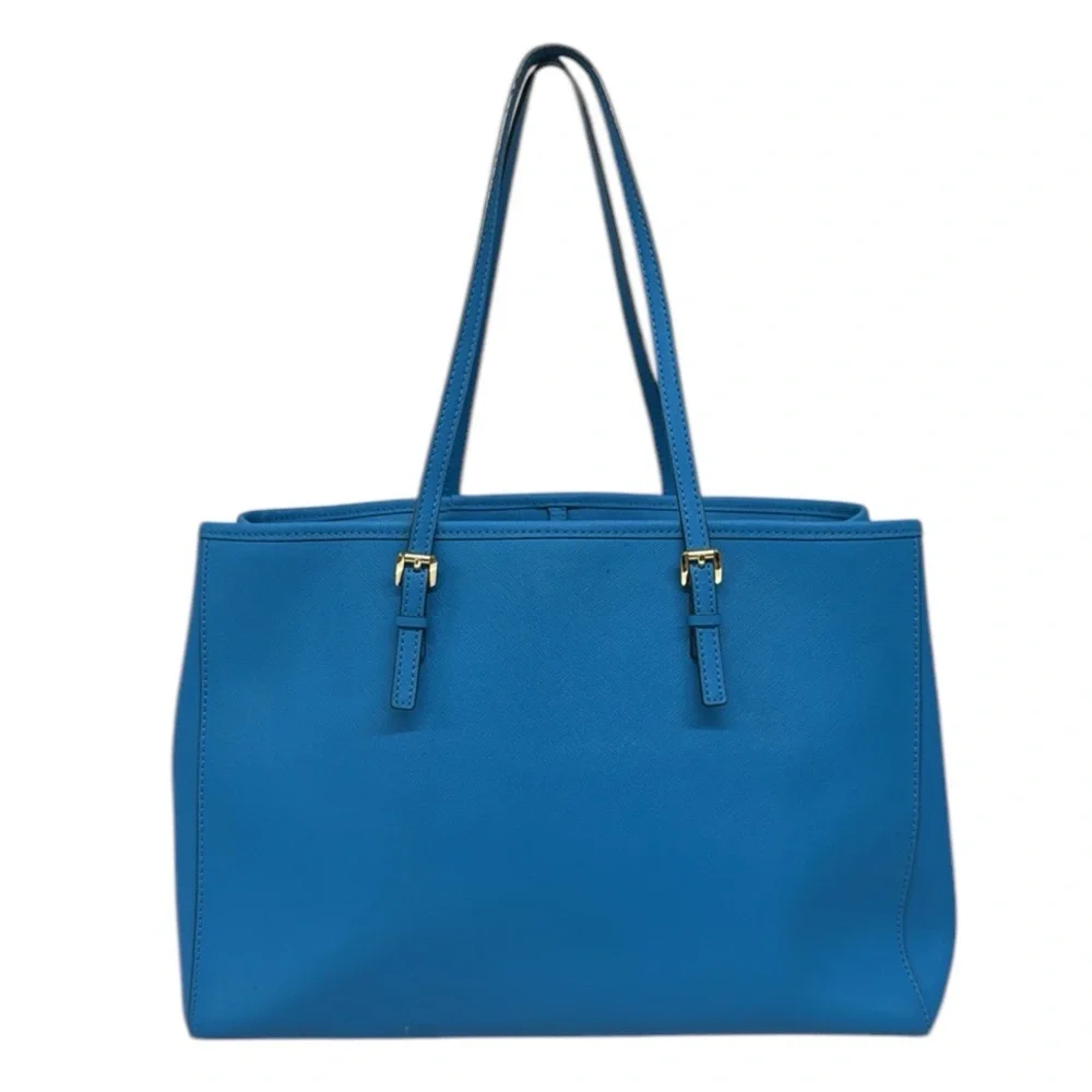 Michael Kors Blue Gold Saffiano Womens Shoulder HandBag Tote Purse 15